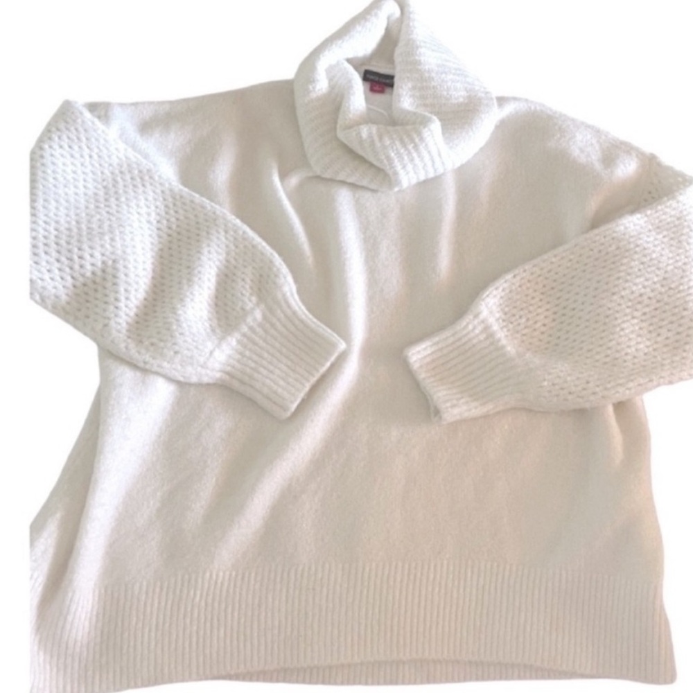 Vince Camuto | Drop Shoulder Turtleneck Sweater. Open Weave Sleeve. Size Large - Picture 4 of 9